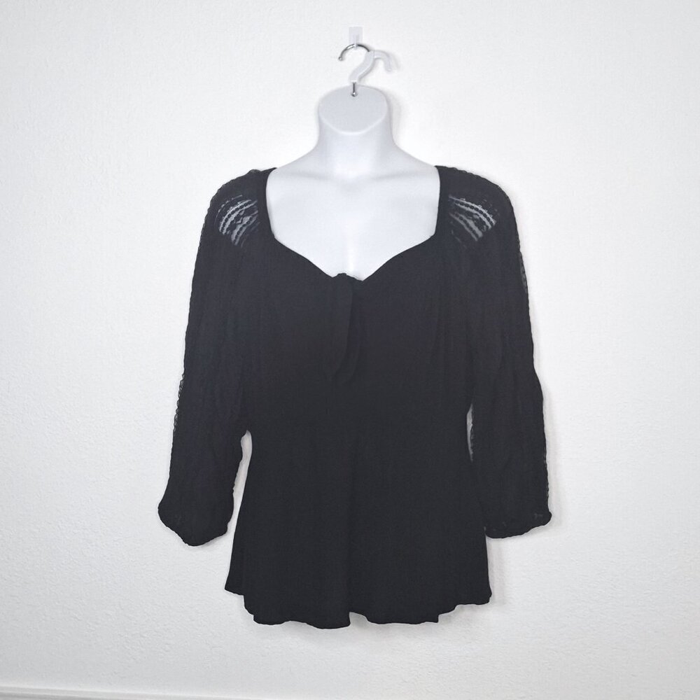 Torrid Blouse Sz 2 Tie Front Puff Sleeves Whimsygoth Witchy Cottagecore